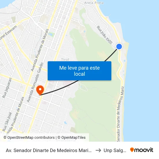 Av. Senador Dinarte De Medeiros Mariz, 550 | Acesso A Mãe Luíza to Unp Salgado Filho map