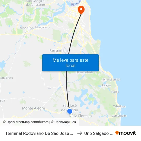 Terminal Rodoviário De São José De Mipibu to Unp Salgado Filho map