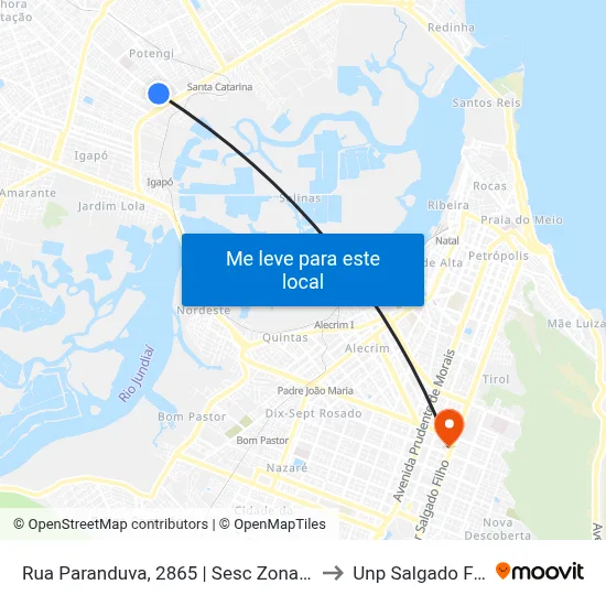 Rua Paranduva, 2865 | Sesc Zona Norte to Unp Salgado Filho map