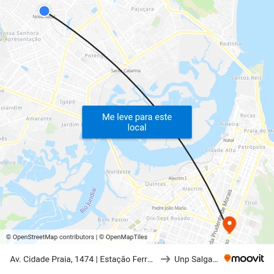 Av. Cidade Praia, 1474 | Estação Ferroviária Do Nova Natal to Unp Salgado Filho map