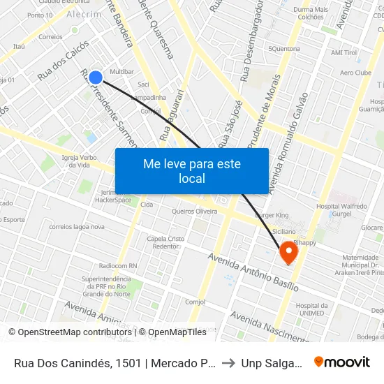 Rua Dos Canindés, 1501 | Mercado Público Do Alecrim to Unp Salgado Filho map