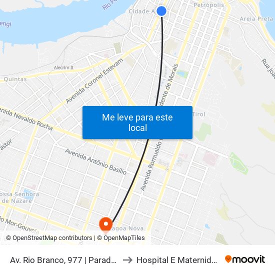 Av. Rio Branco, 977 | Parada Ulisses Caldas to Hospital E Maternidade Promater map