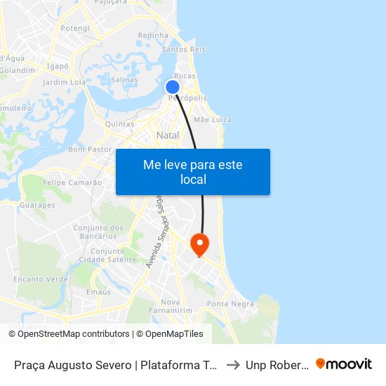 Praça Augusto Severo | Plataforma Teatro Alberto Maranhão to Unp Roberto Freire map