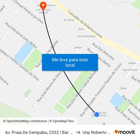 Av. Praia De Genipabu, 2332 | Bar Da Cueca to Unp Roberto Freire map