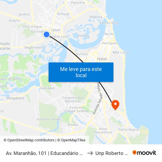 Av. Maranhão, 101 | Educandário Amarante to Unp Roberto Freire map