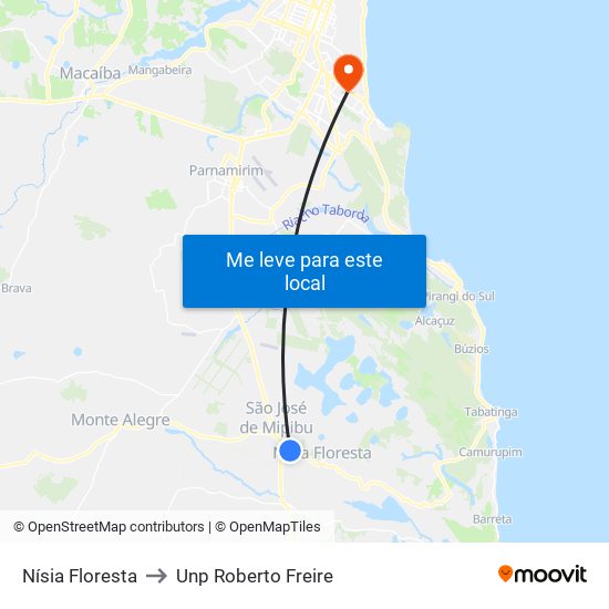 Nísia Floresta to Unp Roberto Freire map
