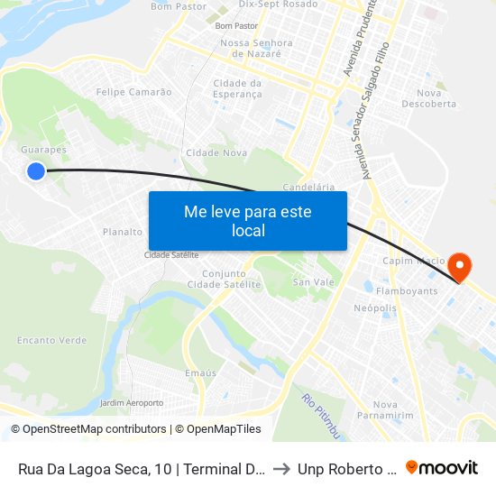 Rua Da Lagoa Seca, 10 | Terminal Do Guarapes to Unp Roberto Freire map