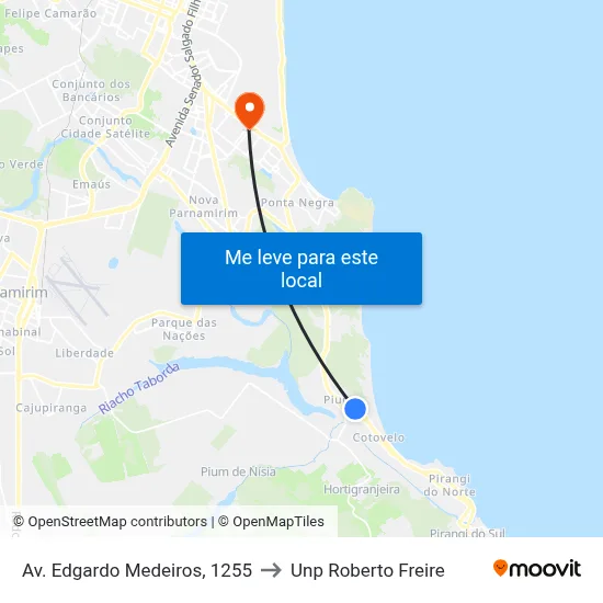 Av. Edgardo Medeiros, 1255 to Unp Roberto Freire map