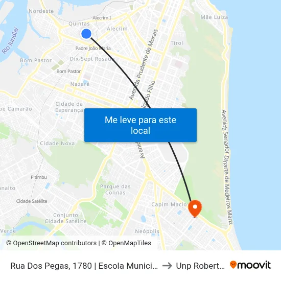 Rua Dos Pegas, 1780 | Escola Municipal Ferreira Itajubá to Unp Roberto Freire map