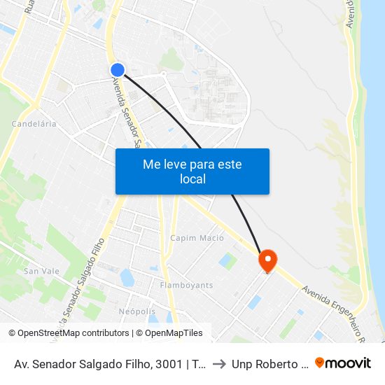 Av. Senador Salgado Filho, 3001 | Túnel Da Ufrn to Unp Roberto Freire map