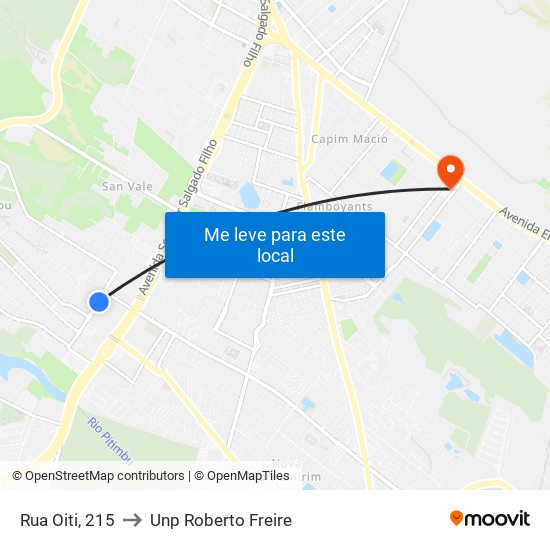 Rua Oiti, 215 to Unp Roberto Freire map