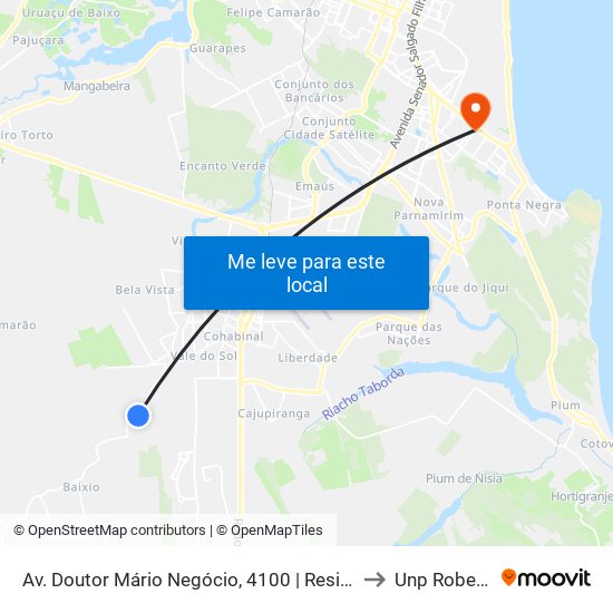 Av. Doutor Mário Negócio, 4100 | Residencial Terras De Engenho to Unp Roberto Freire map
