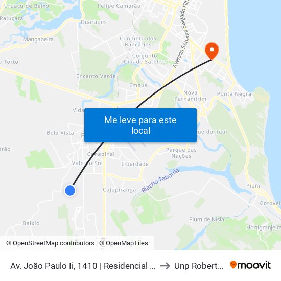 Av. João Paulo Ii, 1410 | Residencial Iderval Medeiros to Unp Roberto Freire map