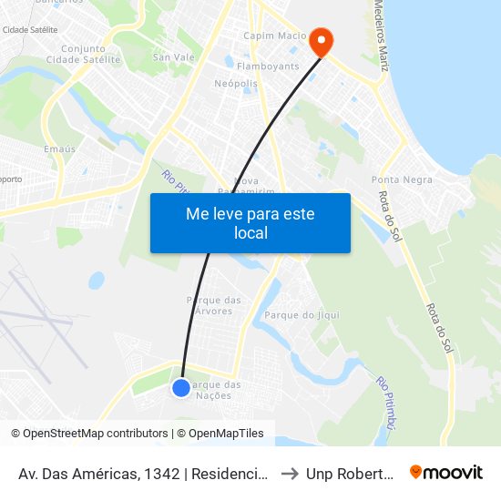 Av. Das Américas, 1342 | Residencial Green Club II to Unp Roberto Freire map