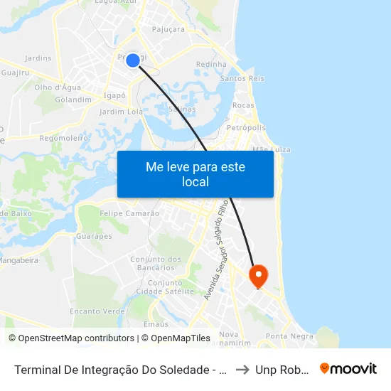 Terminal De Integração Do Soledade - Severino Ramos Monteiro, 594 to Unp Roberto Freire map