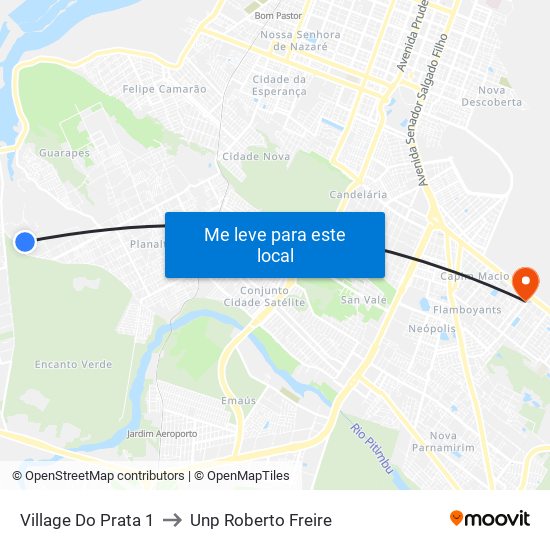Village Do Prata 1 to Unp Roberto Freire map