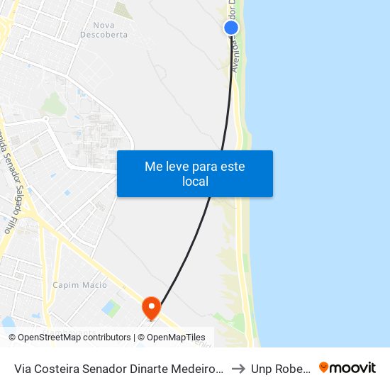 Via Costeira Senador Dinarte Medeiros Mariz, 4077 | Imirá Plaza to Unp Roberto Freire map