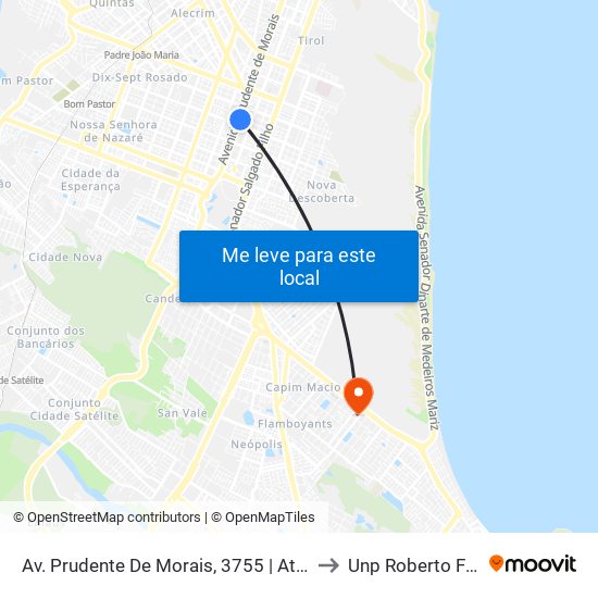 Av. Prudente De Morais, 3755 | Atacadão to Unp Roberto Freire map