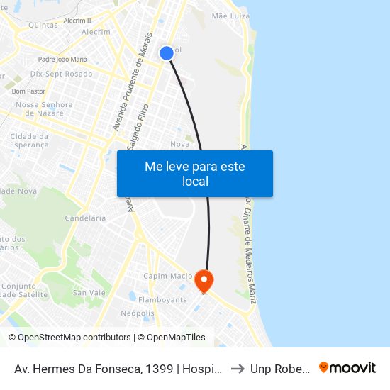 Av. Hermes Da Fonseca, 1399 | Hospital De Guarnição De Natal to Unp Roberto Freire map