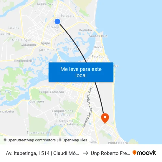 Av. Itapetinga, 1514 | Claudi Móveis to Unp Roberto Freire map