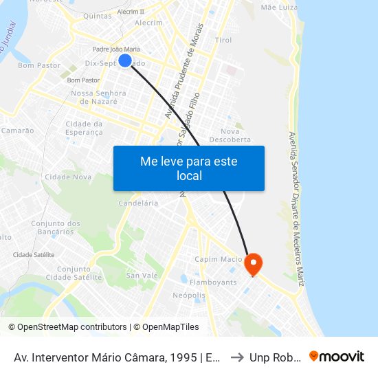 Av. Interventor Mário Câmara, 1995 | Escola Municipal Prefeito Mário Lira to Unp Roberto Freire map