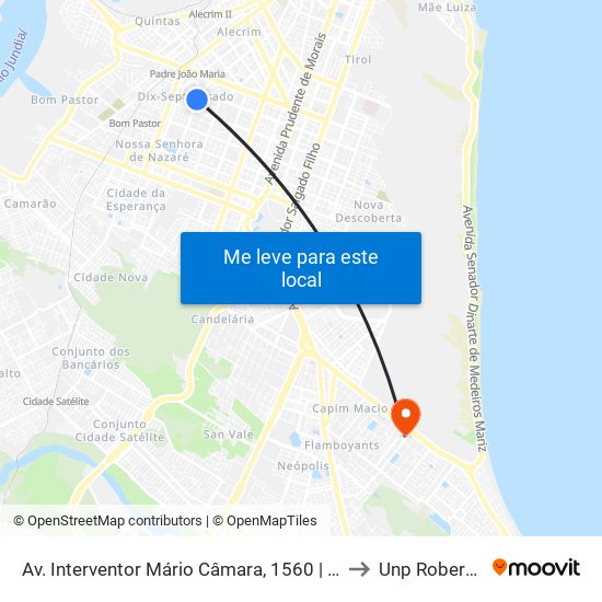 Av. Interventor Mário Câmara, 1560 | Casa Norte Atacado to Unp Roberto Freire map