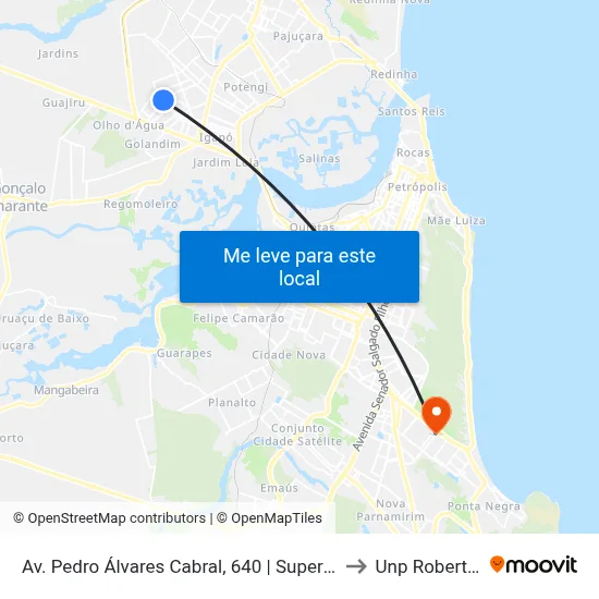 Av. Pedro Álvares Cabral, 640 | Supermercado Renascer to Unp Roberto Freire map