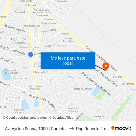 Av. Ayrton Senna, 1000 | Comebom to Unp Roberto Freire map
