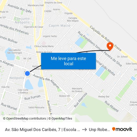 Av. São Miguel Dos Caribés, 7 | Escola Estadual Lourdes Guilherme to Unp Roberto Freire map