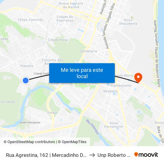 Rua Agrestina, 162 | Mercadinho Do Roberto to Unp Roberto Freire map