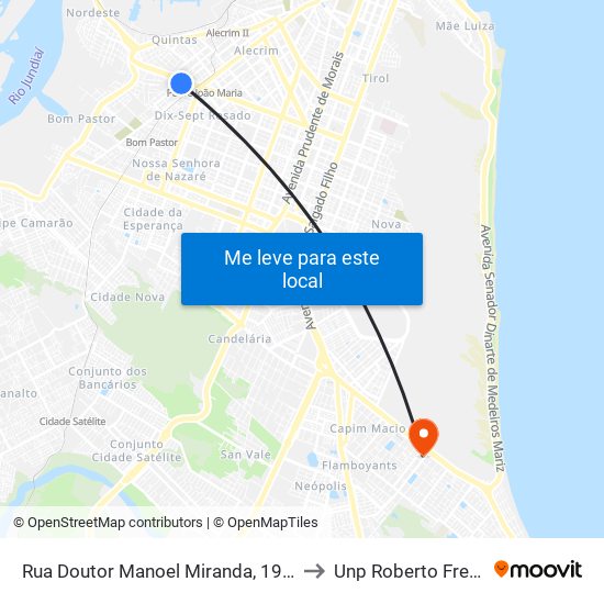 Rua Doutor Manoel Miranda, 1958 to Unp Roberto Freire map