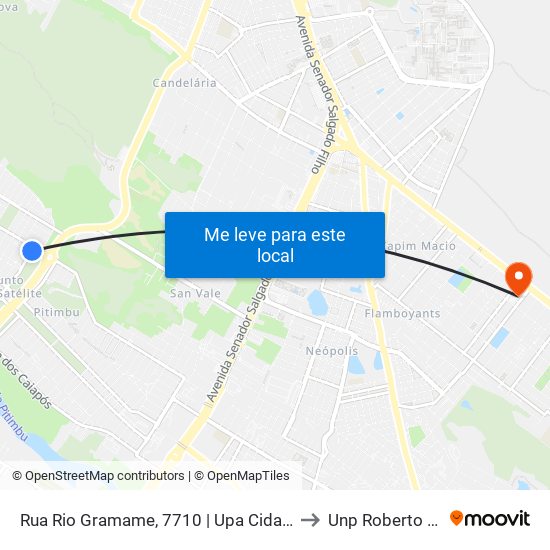 Rua Rio Gramame, 7710 | Upa Cidade Satélite to Unp Roberto Freire map