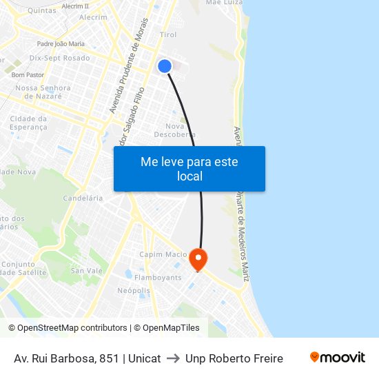 Av. Rui Barbosa, 851 | Unicat to Unp Roberto Freire map