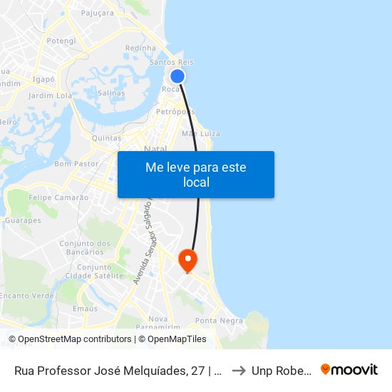 Rua Professor José Melquíades, 27 | Santos Reis / Ponte Nova to Unp Roberto Freire map