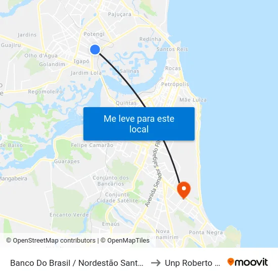 Banco Do Brasil / Nordestão Santa Catarina to Unp Roberto Freire map