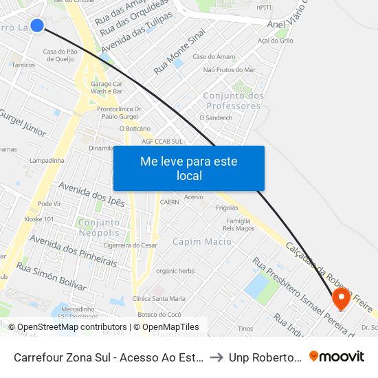 Carrefour Zona Sul | Acesso Ao Estacionamento to Unp Roberto Freire map