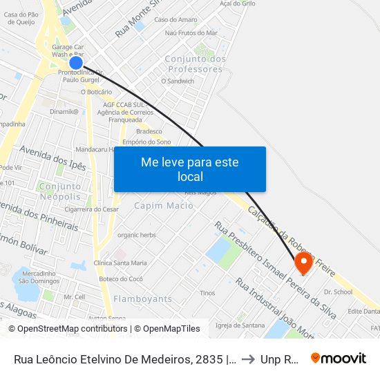 Nordestão Cidade Jardim / Ferreira Costa - Urbano to Unp Roberto Freire map