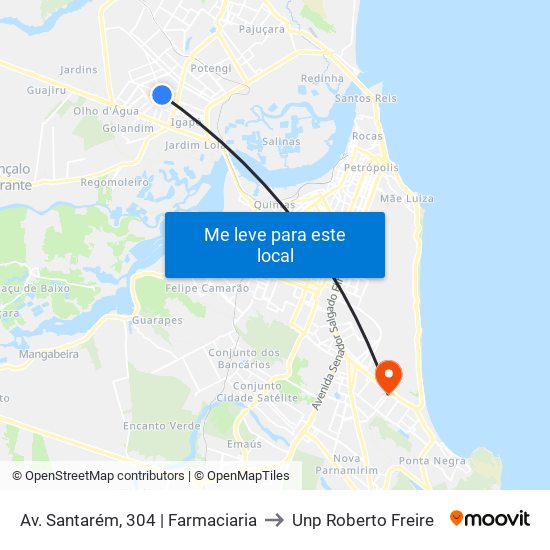 Av. Santarém, 304 | Farmaciaria to Unp Roberto Freire map