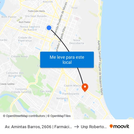 Av. Amintas Barros, 2606 | Farmácia Irmã Dulce to Unp Roberto Freire map