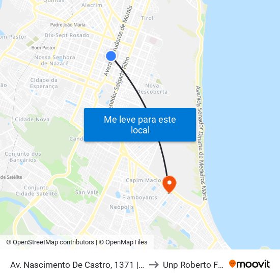 Av. Nascimento De Castro, 1371 | Comjol to Unp Roberto Freire map