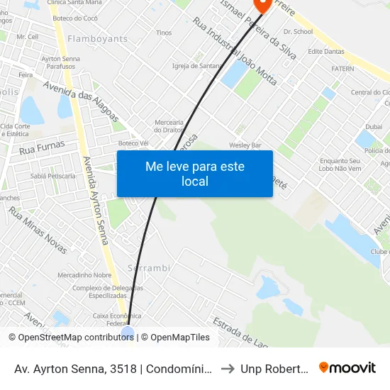 Av. Ayrton Senna, 3518 | Condomínio Morada Nobre to Unp Roberto Freire map