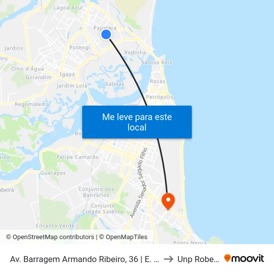 Av. Barragem Armando Ribeiro, 36 | E. M. Profª Zuleide Fernandes to Unp Roberto Freire map