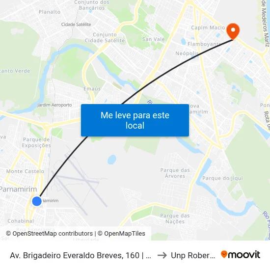 Av. Brigadeiro Everaldo Breves, 160 | Parnamirim Shopping to Unp Roberto Freire map