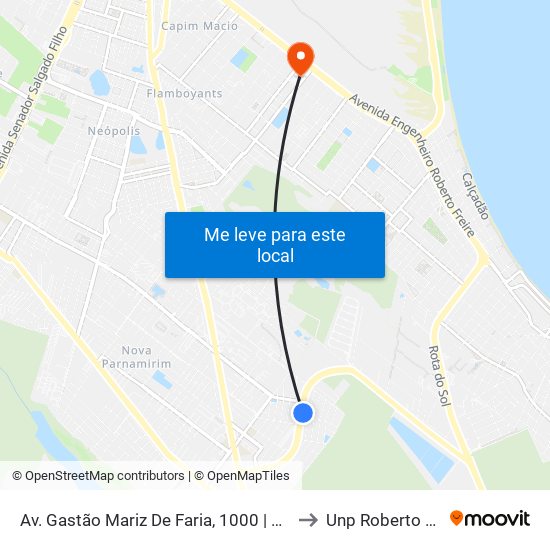 Av. Gastão Mariz De Faria, 1000 | Eucaliptos to Unp Roberto Freire map