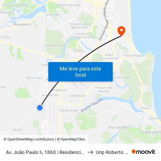 Av. João Paulo Ii, 1860 | Residencial Oceania to Unp Roberto Freire map