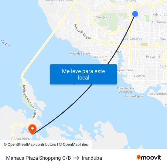 Manaus Plaza Shopping C/B to Iranduba map