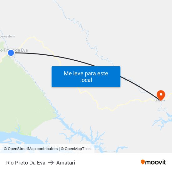 Rio Preto Da Eva to Amatari map