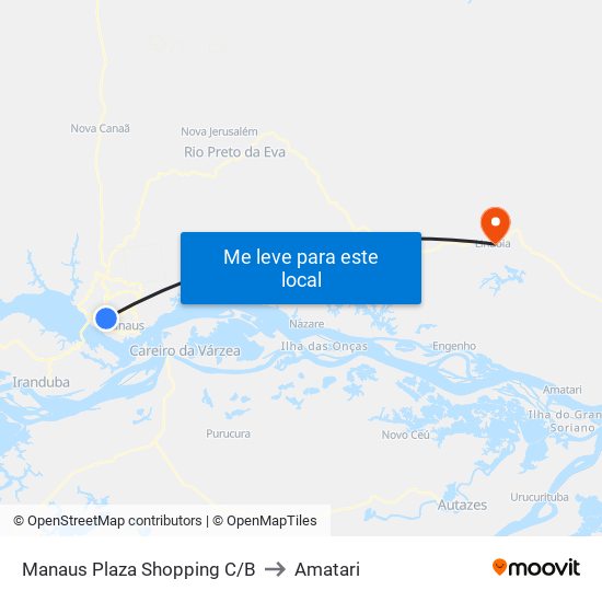 Manaus Plaza Shopping C/B to Amatari map