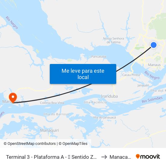 Terminal 3 - Plataforma A - ➍ Sentido Zona Oeste to Manacapuru map