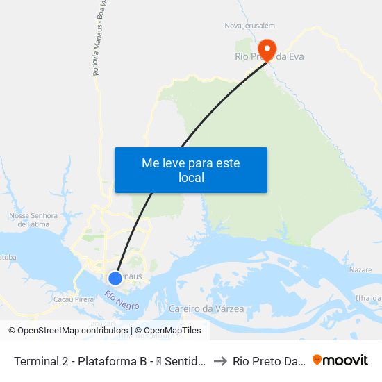 Terminal 2 - Plataforma B - ➒ Sentido Bairro to Rio Preto Da Eva map